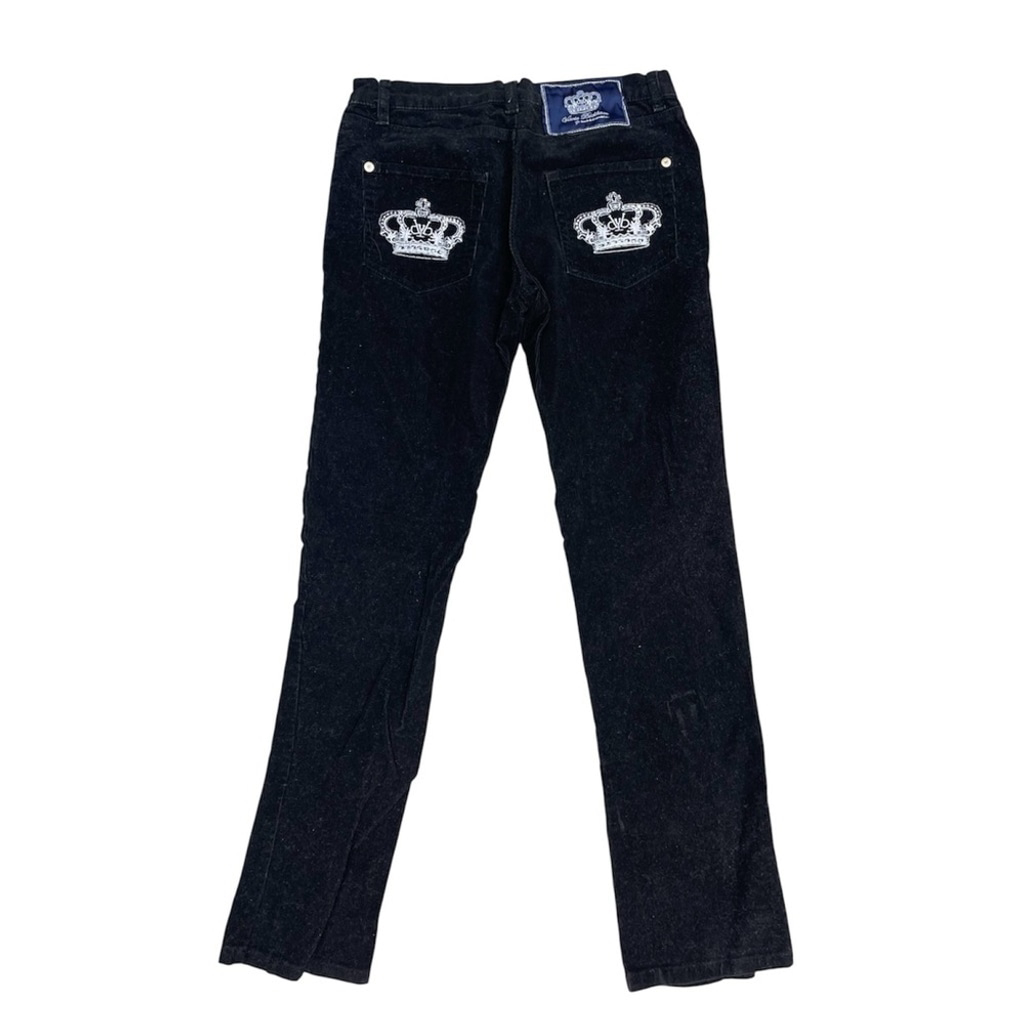 Victoria Beckham Black Corduroy Pants Rock & Republic With Crown Embroidery 28
